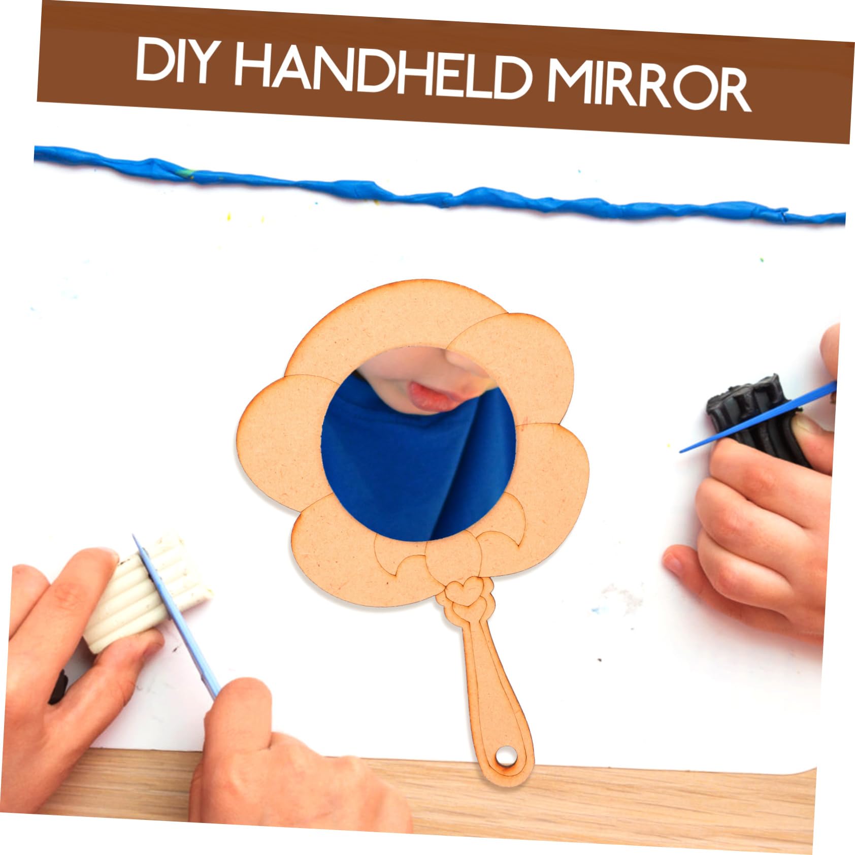 Angoily DIY Wooden Mirror Set Blank Handmade Mirror Boys and Girls for Room Decor