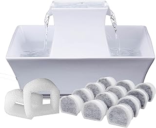 PetSafe Drinkwell Pagoda Fountain, 70 oz Ceramic, 12-Pk Filters Included