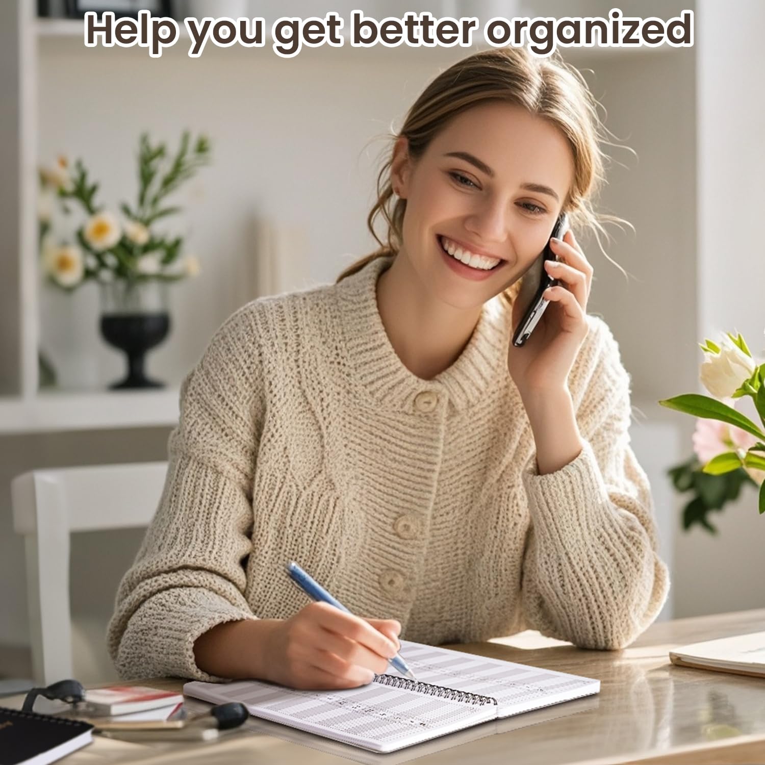 Salon Appointment Book - 4.5'' x 11.5'', Undated Daily & Hourly Schedule Book with 2 Column & 200 Pages - Black - Image 5