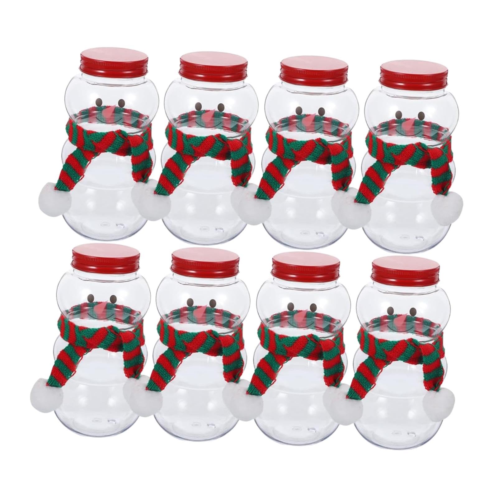 Ronyme 8 Pieces Christmas Snowman Bottles Candy Containers,Empty,500ml,with Water Bottles for Party Favors Beverage Container, green