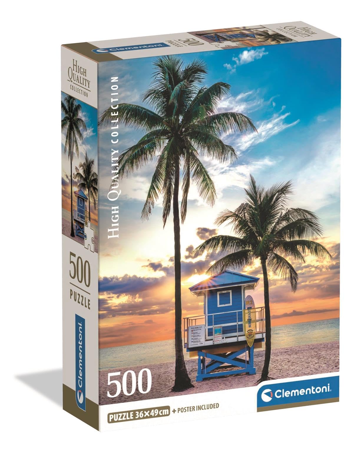 Clementoni Puzzle 500 pieces Collection, Miami Beach Florida, Compact box, Puzzle for Adults 14-99, Made in Italy, 35574