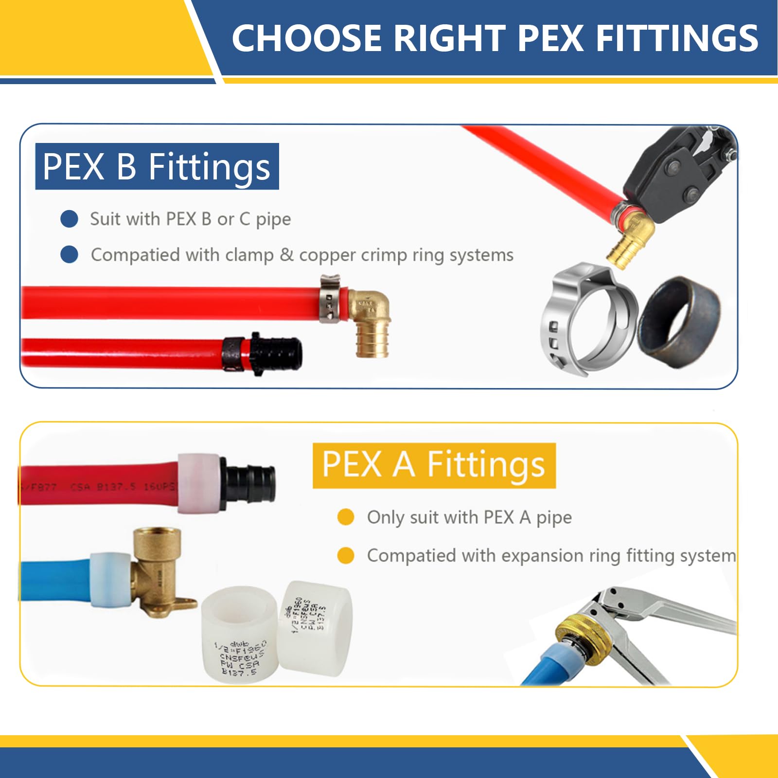 Accesorios de expansión PEX-A de 3/4 pulgadas, codo de latón F1960 Pex-a, accesorios de expansión PEX para tubos Pex A (paquete de 5)