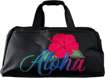 Aloha Designs Carry On TSA Approved Aloha Duffel Bag Tote Shoulder Diaper Gym Hawaii Travel Bag, Pool Bag, Overnight bag, Sports Bag Etc & ONE Aloha Sticker