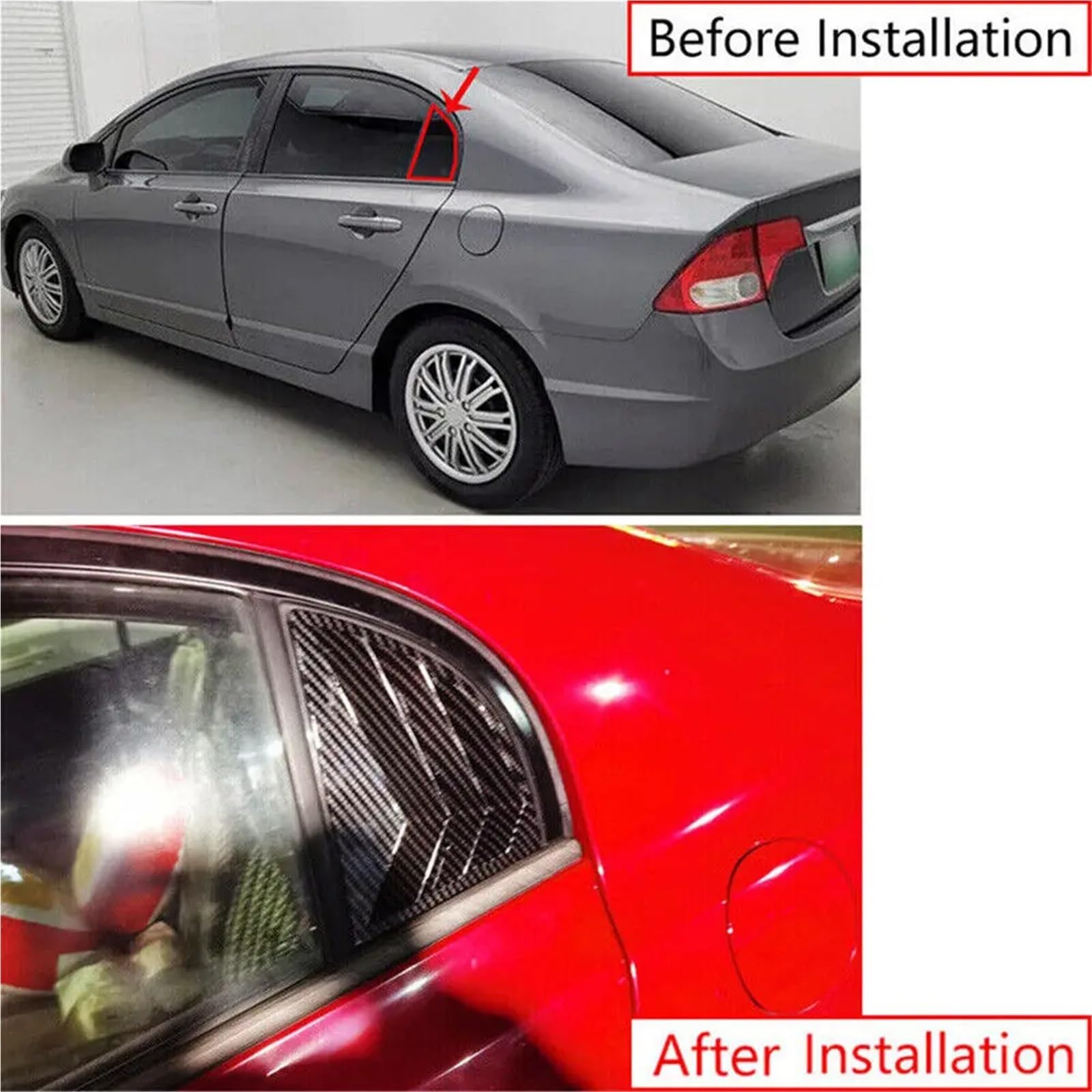 Osłonę bocznej żaluzji samochodu Pasuje do samochodu Honda Civic Sedan 8th 2006-2010, naklejka na tylną żaluzję, boczną osłonę okna, wlot powietrza
