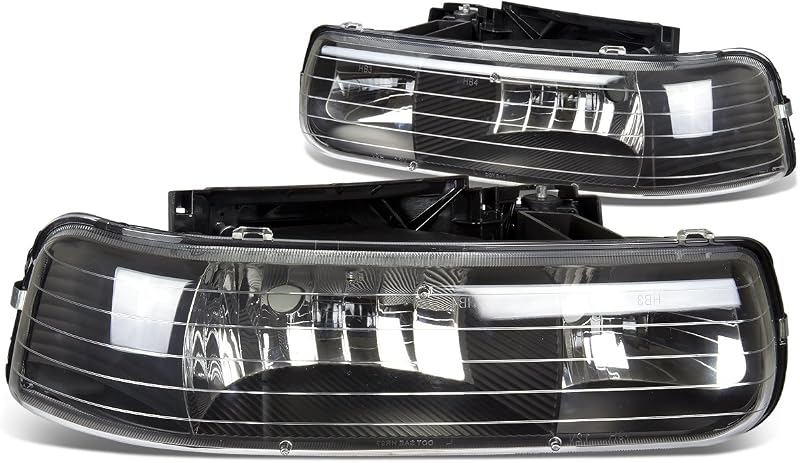 Conjunto de faróis DNA MOTORING HL-OH-CS99-4P-CH-CL1 para Silverado 1999–2002 e Suburban/Tahoe 2000–2006 – Par