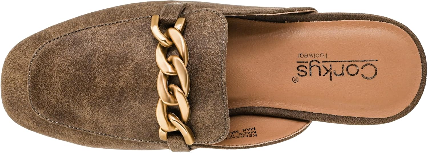 Corkys Footwear Women's Keepsake Mule - Featuring A Chunky Chain Detail on The Upper, Slip-on Design, and a Lightly Cushioned Insole for All-Day Comfort