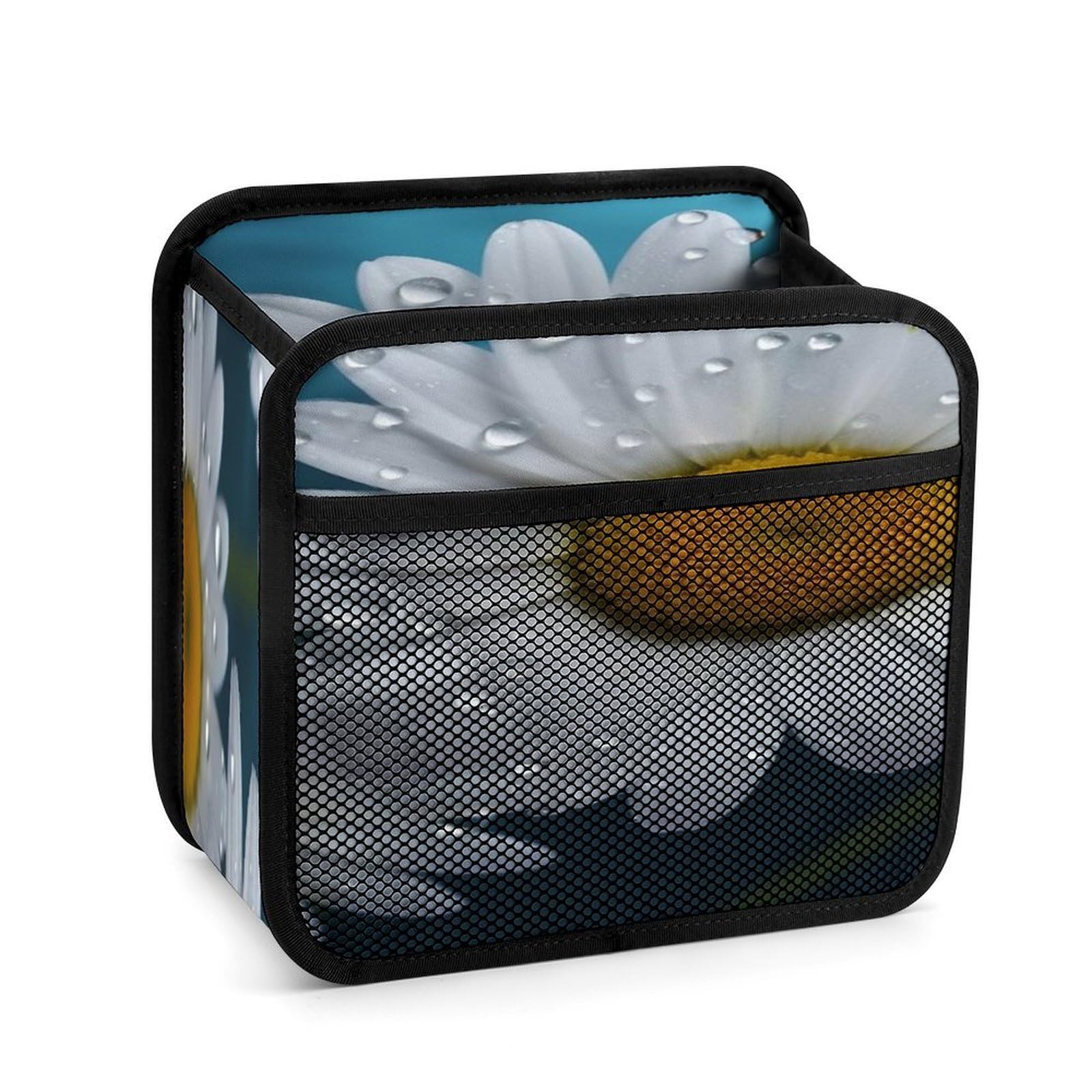 Btcowzrv Style Daisy Flowers Car Seat Back Organizer, Pu Leather Hanging Backseat Car Organizer With Elastic Mesh Pocket, Storage Bag For Most Vehicles
