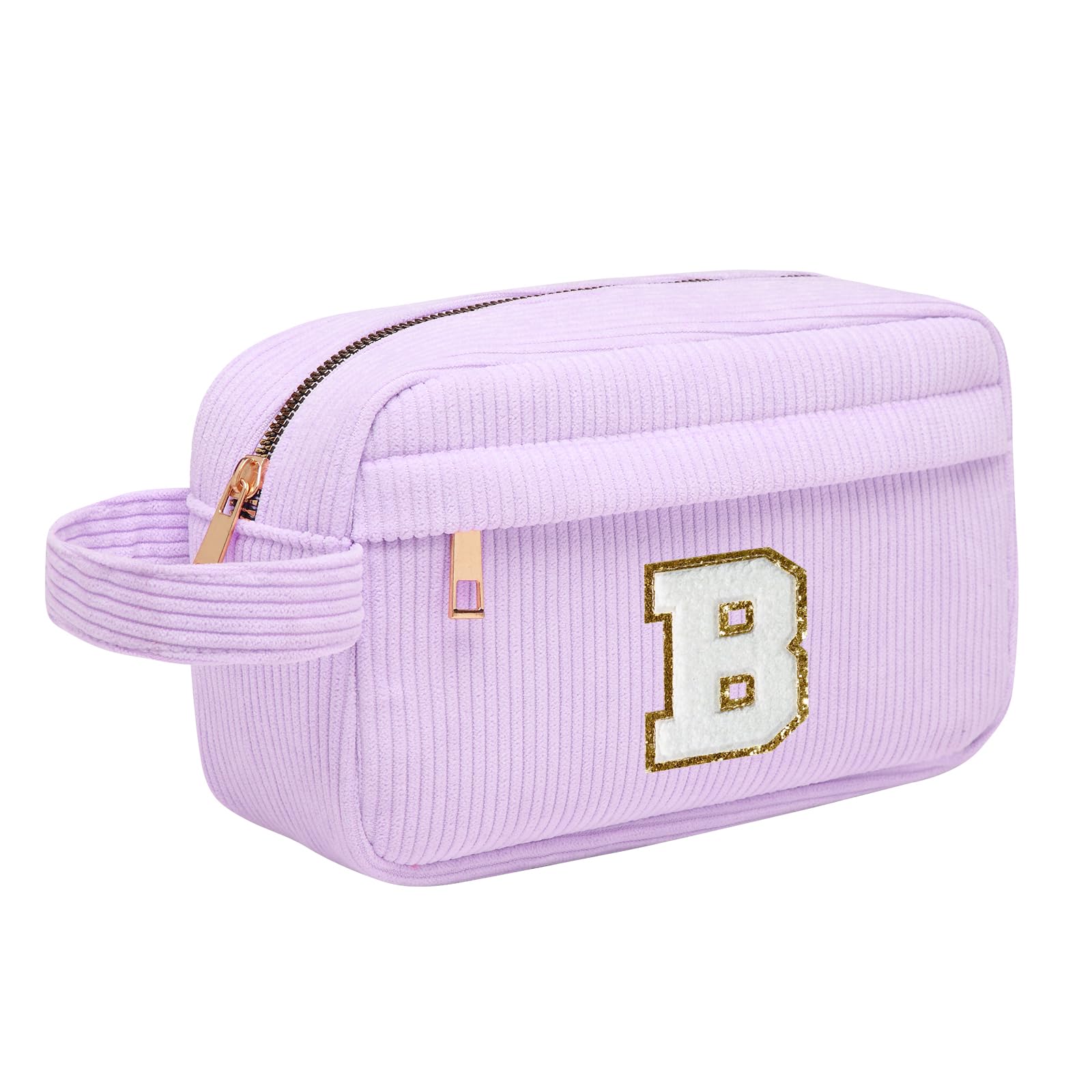 Neceser Maquillaje Mujer Personalizado Inicial, Bolsa de Cosméticos de Viaje, Gran Capacidad Neceser de Maquillaje de Pana, Regalo Cumpleaños Navidad para Mujeres Novias Mejores Amigas, Rosa L — view 12