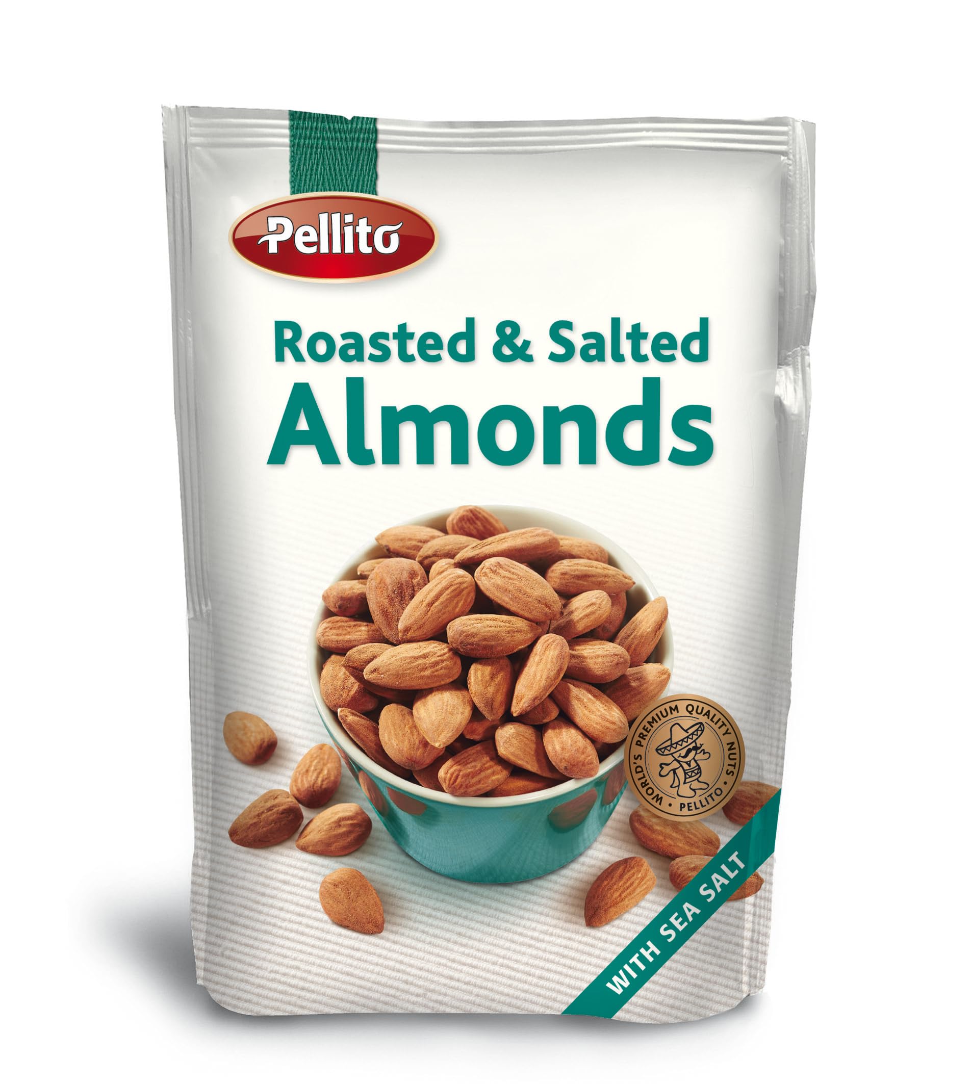 PellitoRoasted & Salted Almonds, with Roasted Almonds & Sea Salt, World's Premium Quality Nuts, 20g Protein, 12g Fibre, & 592 kcal per 100g, Tasty & Healthy Snacks, On-The-Go, 100g