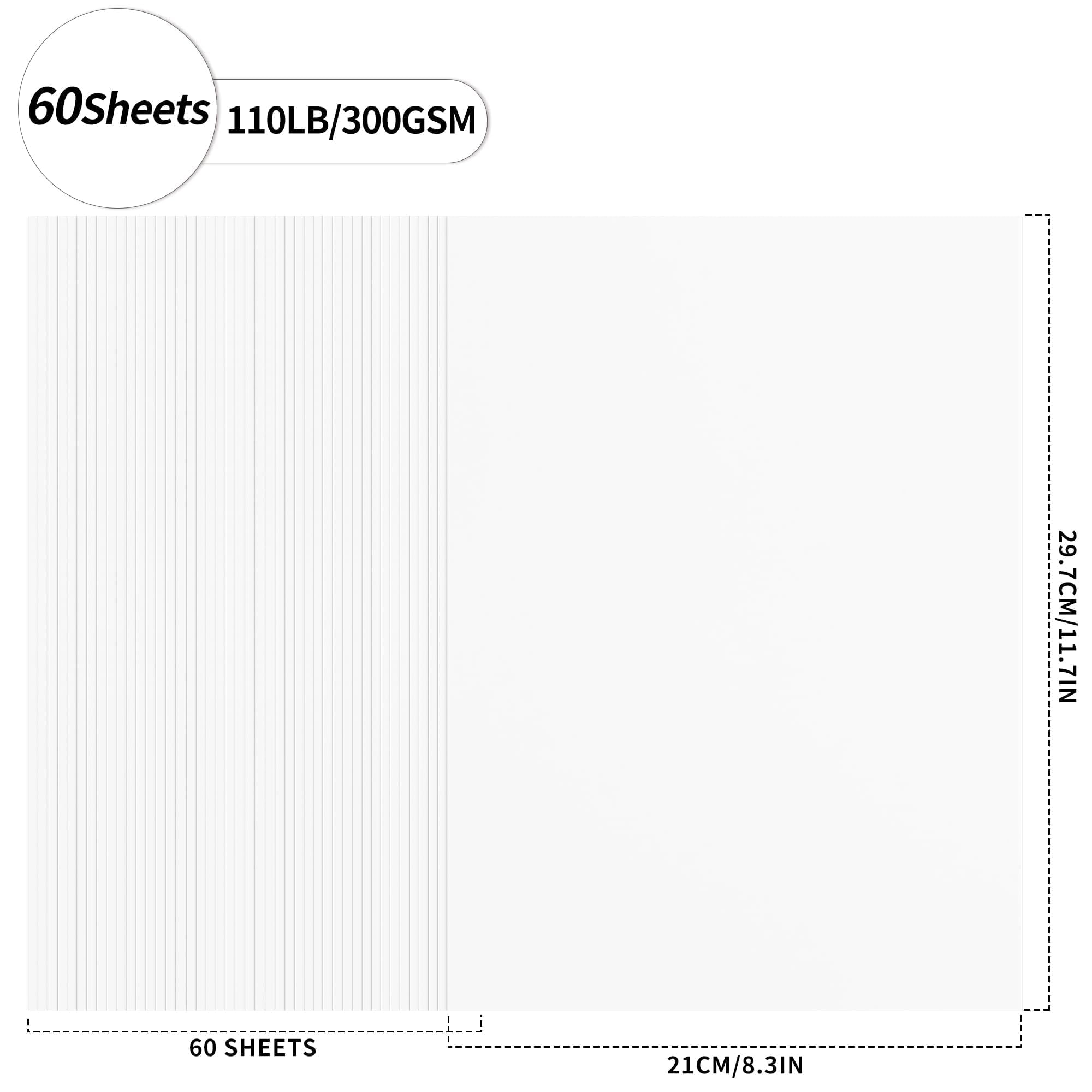 A4 300gsm Cartulina Blanca 60 Unidades - Papel de Cartón Grueso Para Tarjetas DIY, Invitaciones, Postales, Tarjetas de Visita PAC01WH060