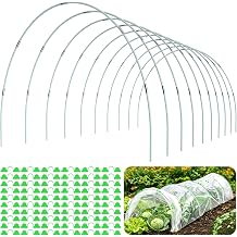 60pcs Greenhouse Hoops for Raised Beds, Splinter-Free Fiberglass Garden Hoops Grow Tunnel Wide, 8 FT Heavy-Duty Plant Support Hoops with Flush Connectors & 40pcs Clips for Netting Row Cover