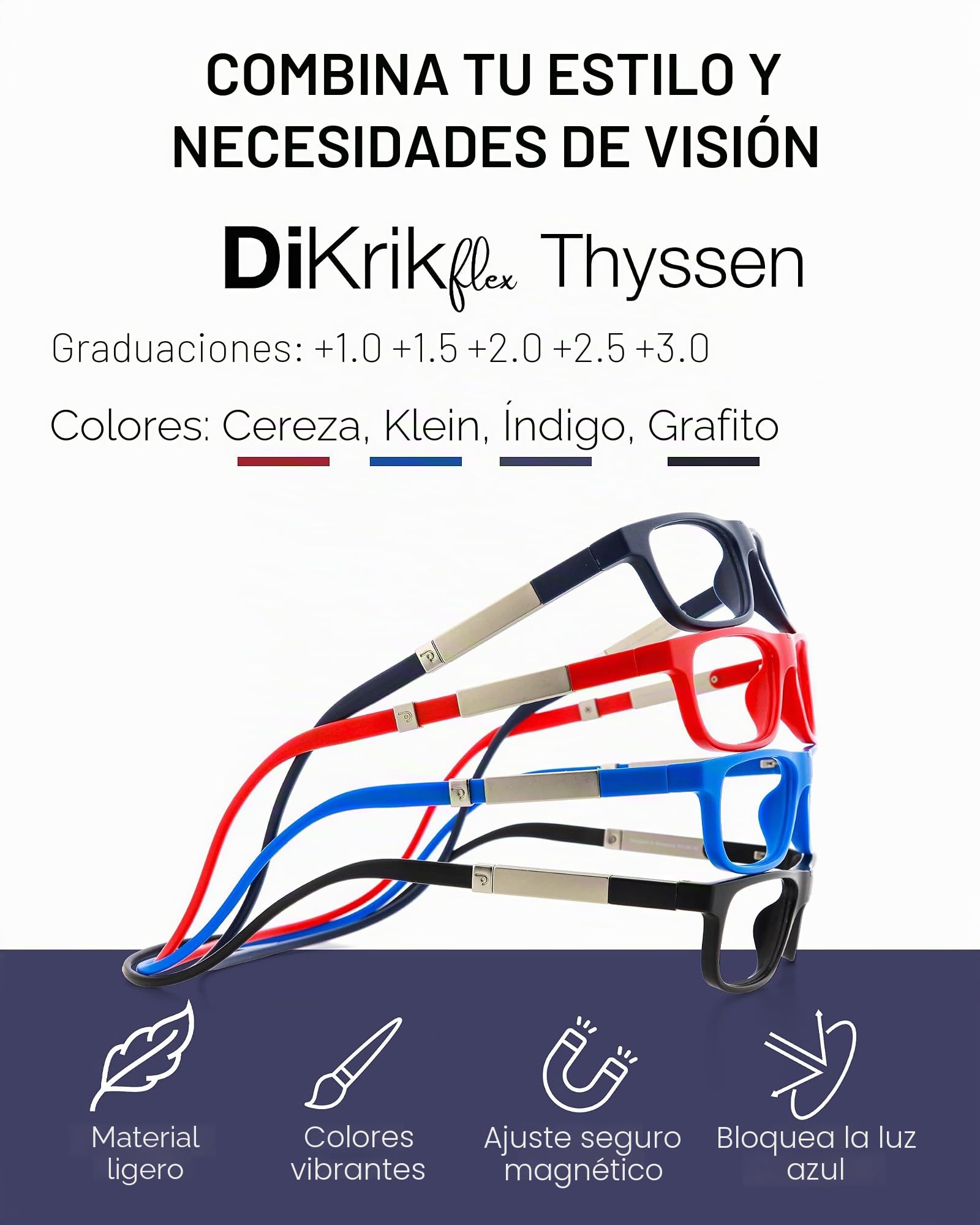 DIDINSKY Krik Gafas de Lectura Magnéticas, Filtro Luz Azul