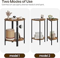 Vista 3 de Side Table, Small End Table Set of 2, Half Round Side Table, Half Moon Table, 2-Tier Narrow Sofa Table, Nightstand with Open Sheleves, Entryway