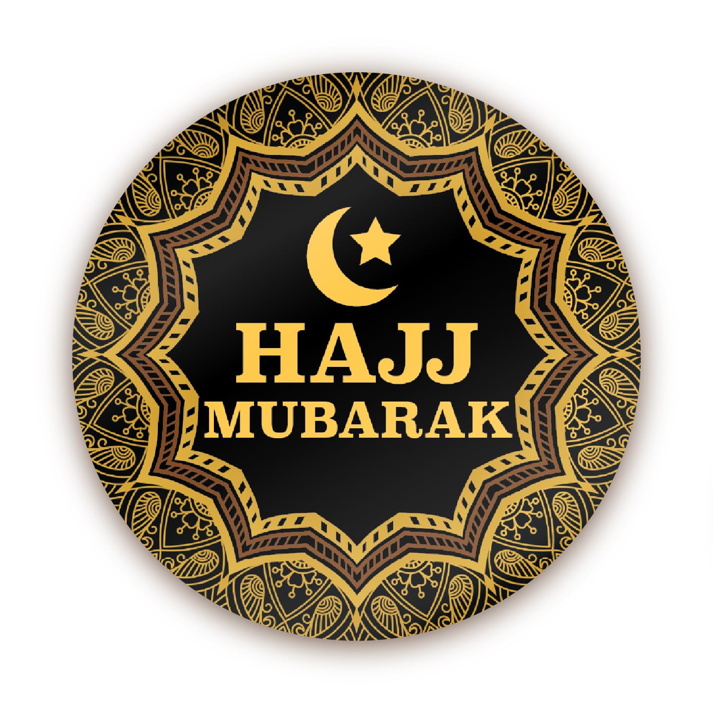 Stone Melon Hajj Mubarak Stickers 144 Stickers 30mm Round Islamic Celebration Party Gift Labels