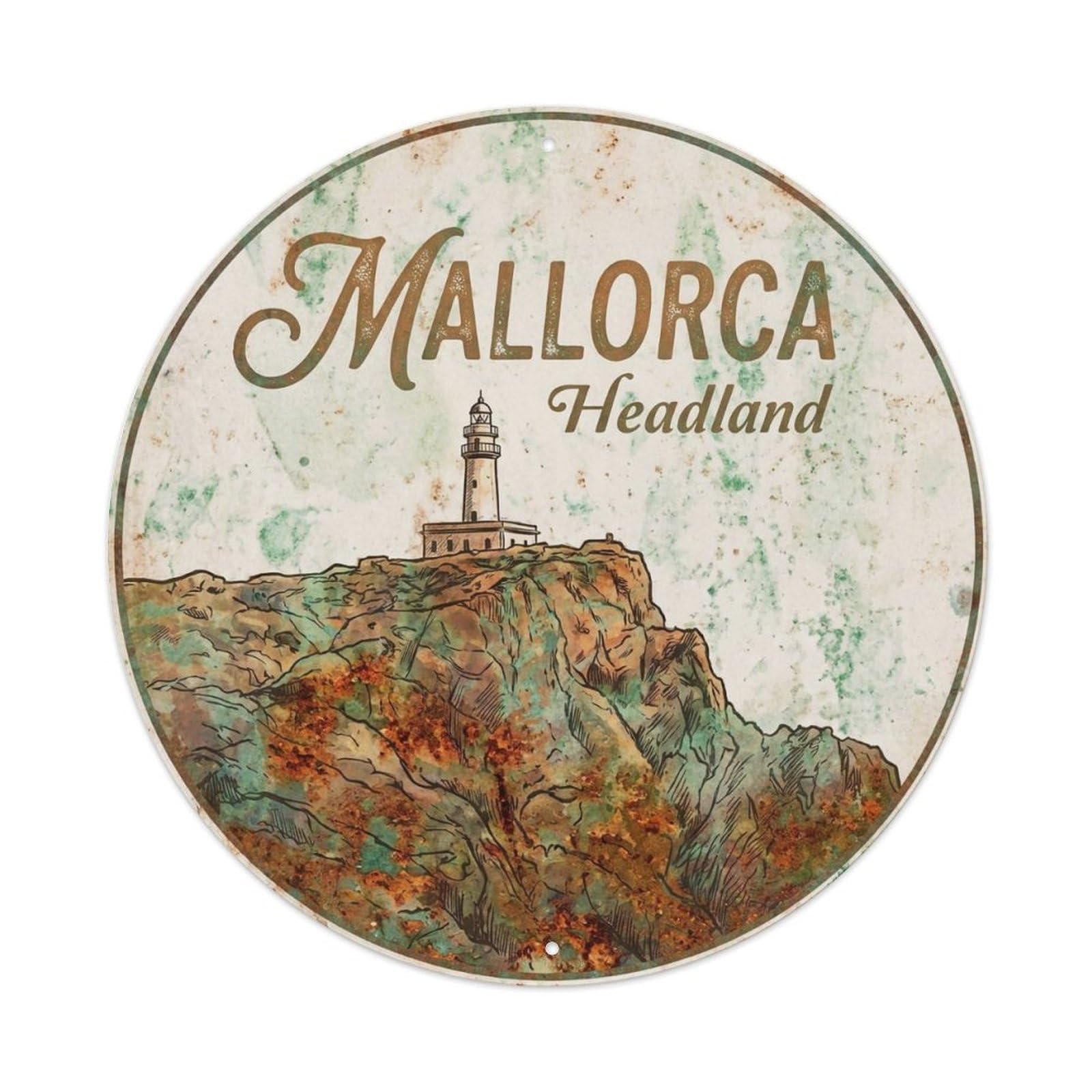 Vintage Travel Mallorca Spain Cape Metal Tin Sign