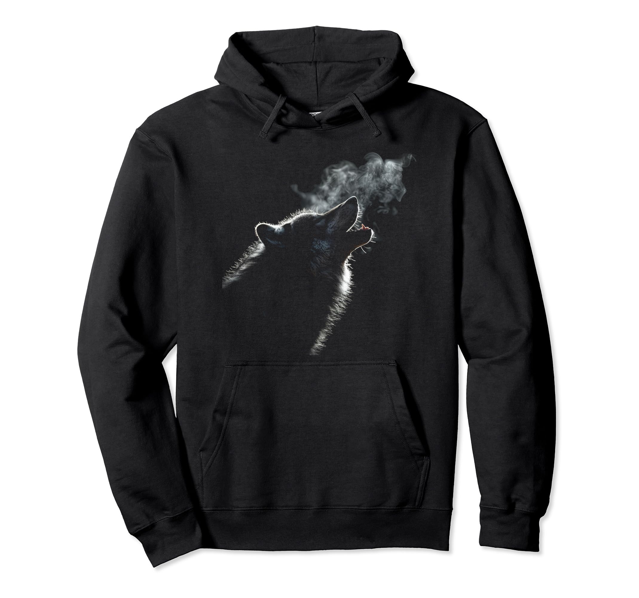 Alpha Wolf Howling to Moon Dark Fantasy Graphic Wolf Lovers Pullover Hoodie