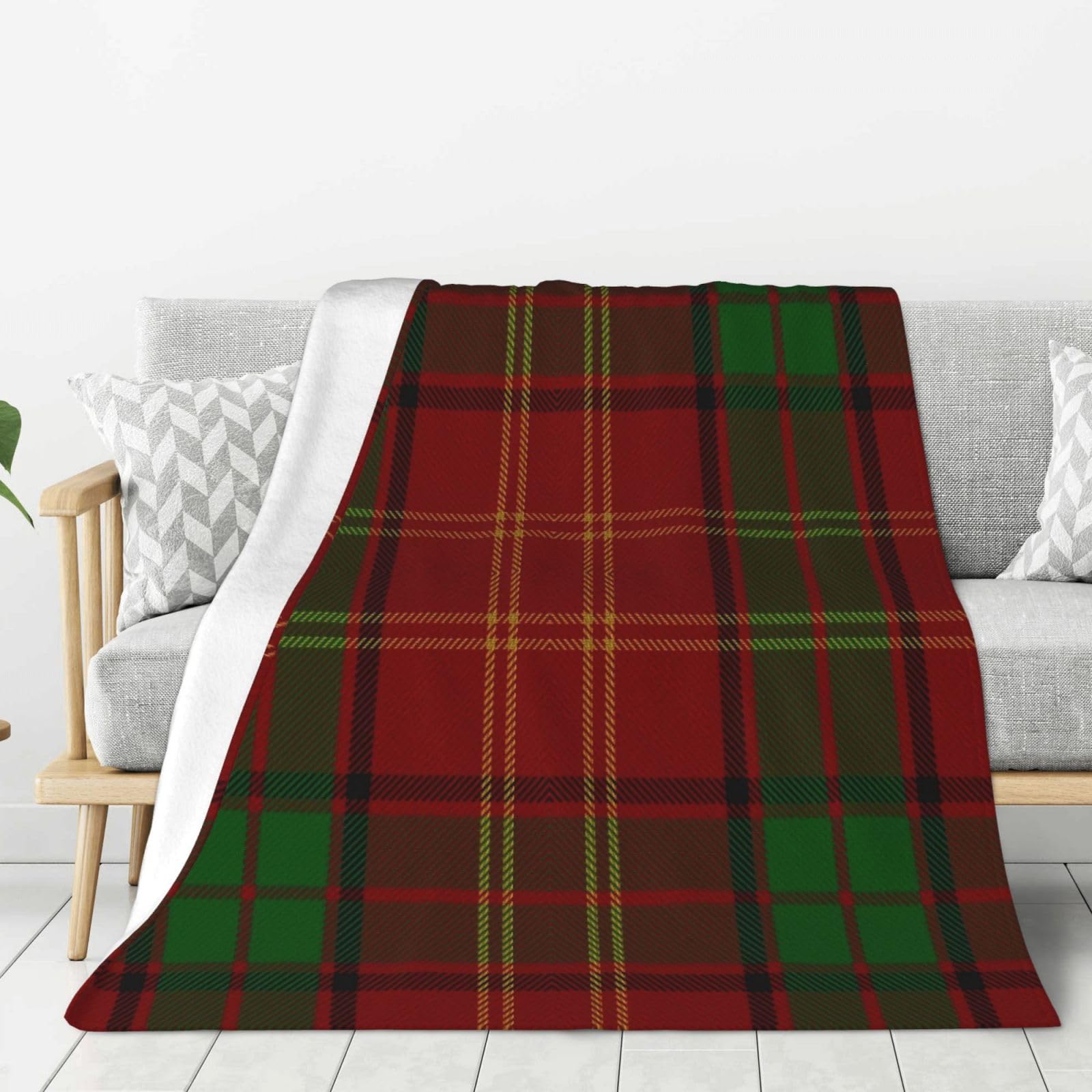 asbwuo Kirk Clan Family Tartan Family Flannel Throw Blanket Set - Warm Lightweight for Couples, Kids, Grandparents - Home, Travel, Dorm Decor 80"X60"