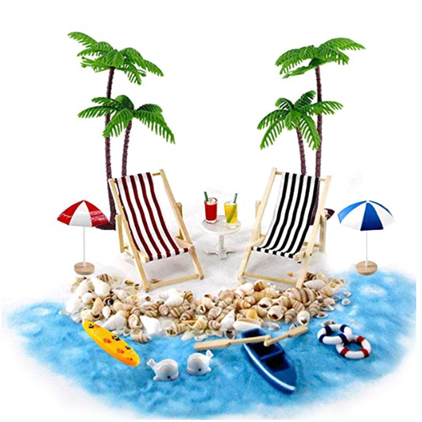 Ljmyy 18Pcs Alloy Beach Scenes Decors Set For Dollhouses Accessories And Sandbox Play