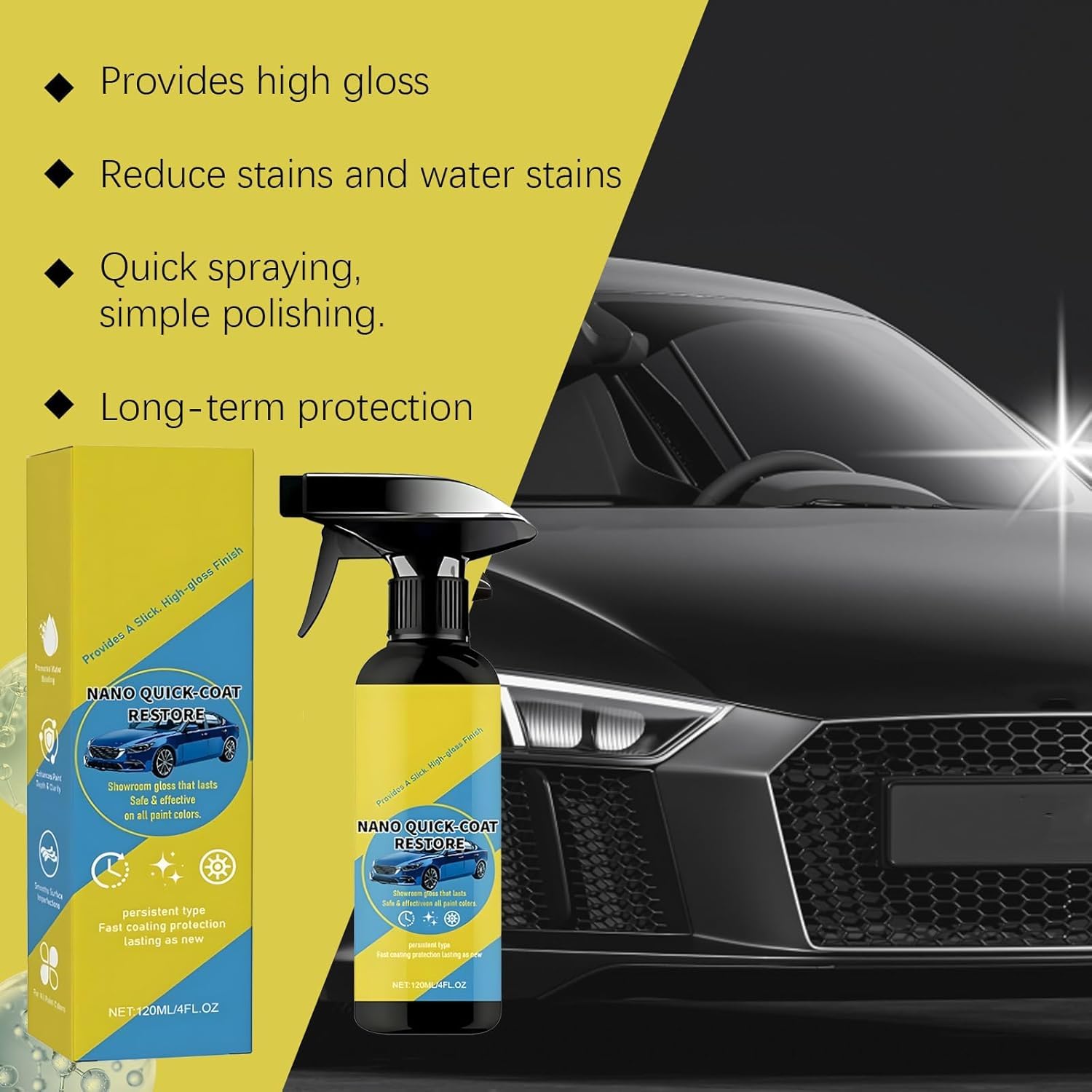 2Pcs Nano Quick Coat Restore CoatingSpray,2026 New Advanced AutomobileQuick-Acting Coating Agent,QuickEffect Coating Agent for Car Dust Proofand Glazing Effects Long-Lasting CarShowroom Gloss — view 4