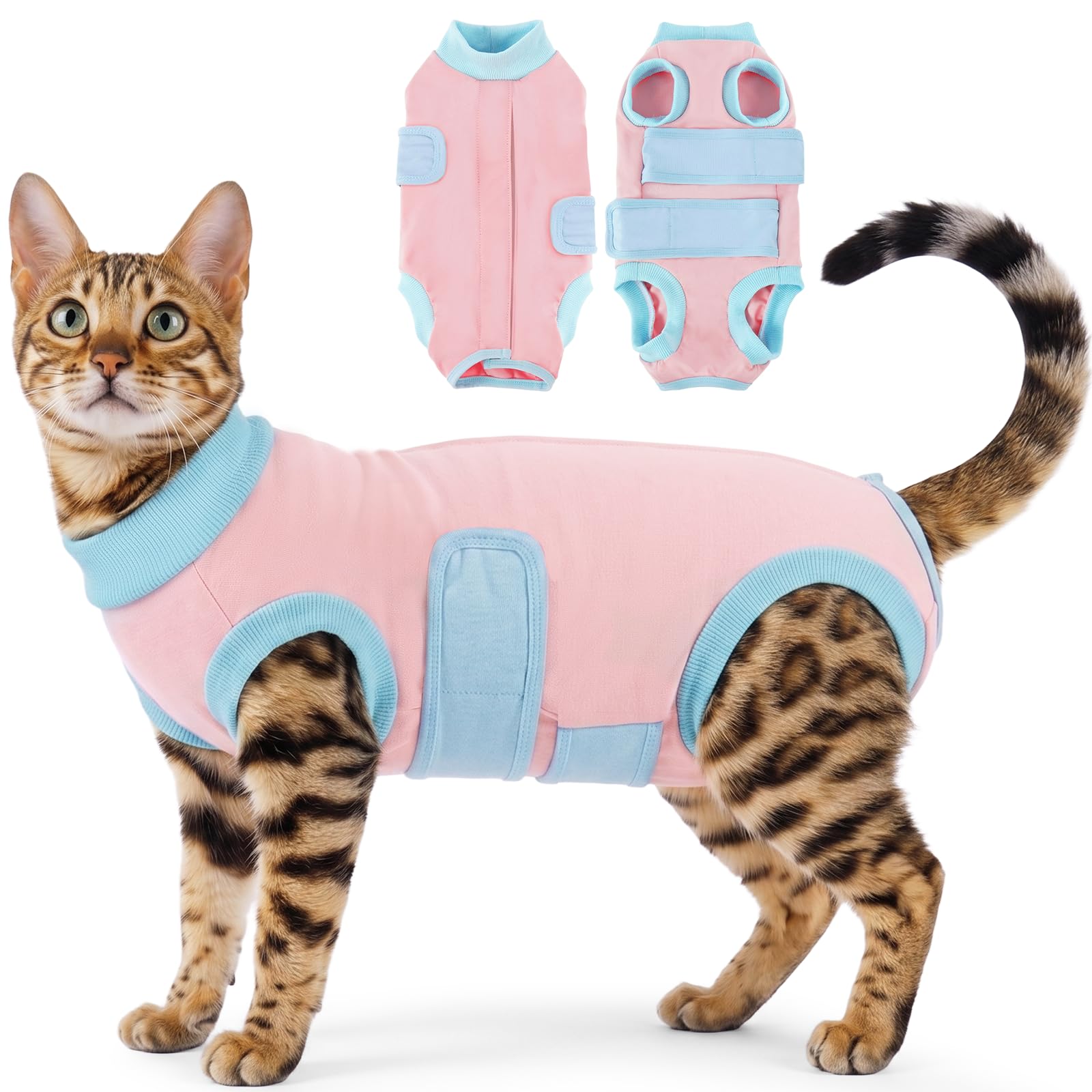 Cat Surgical Recovery Suit, Anti-Lick Post Surgery Recovery Onesie, Pink M