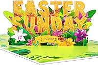 Vista 11 de GREETING ART Easter Pop Up Card, 3D Colorful Lily Cross Rabbit Bouquet Design, 3D Easter Bouquet Greeting Cards, Spring Gift Cards for Kids, Boy