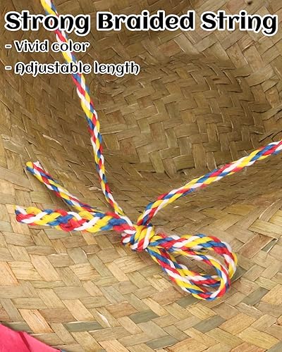 Miniatura 4 de DUNCHATY Auténtico sombrero de paja mexicana con ribete de serape, sombrero de disfraz para adultos para fiesta del Cinco de Mayo