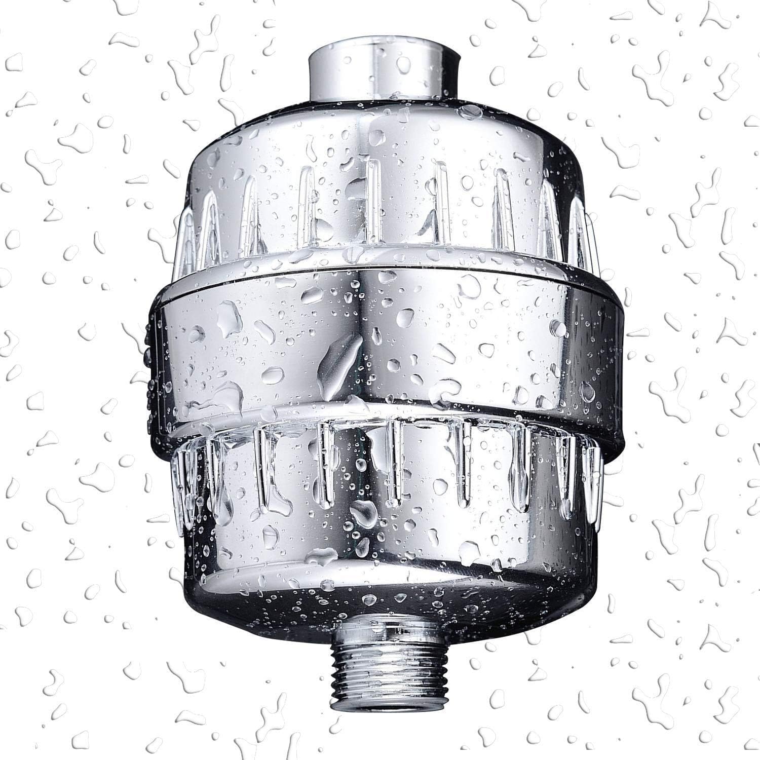 Universal Shower Filter Shower Water Purifier For Hard Water Remove Chlorine, Heavy Metals and Water Impurities,Improve The Condition of Your Skin, Hair and Nails,Chrome (1 Pack) (5 stage)