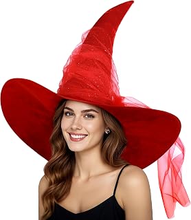 Women's Witch Hat Velvet Witches Ruched Hats Masquerade Oversized Wide Brim Party Halloween Accessory