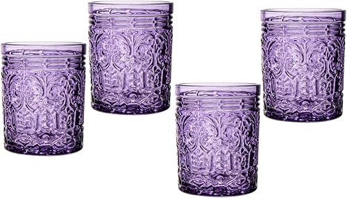 Godinger Jax - Vaso de vidrio para bebidas de estilo antiguo doble y antiguo juego de 4