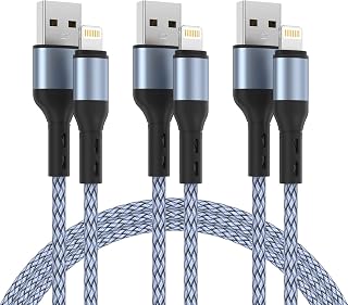 iPhone Charger [Apple MFi Certified] 3Pack 6FT Premium Braided Nylon Lightning Cable Fast Charging iPhone Charger Cord Compatible with iPhone 14 13 12 11 Pro Max XS XR X 8 7 6 5 iPad and More
