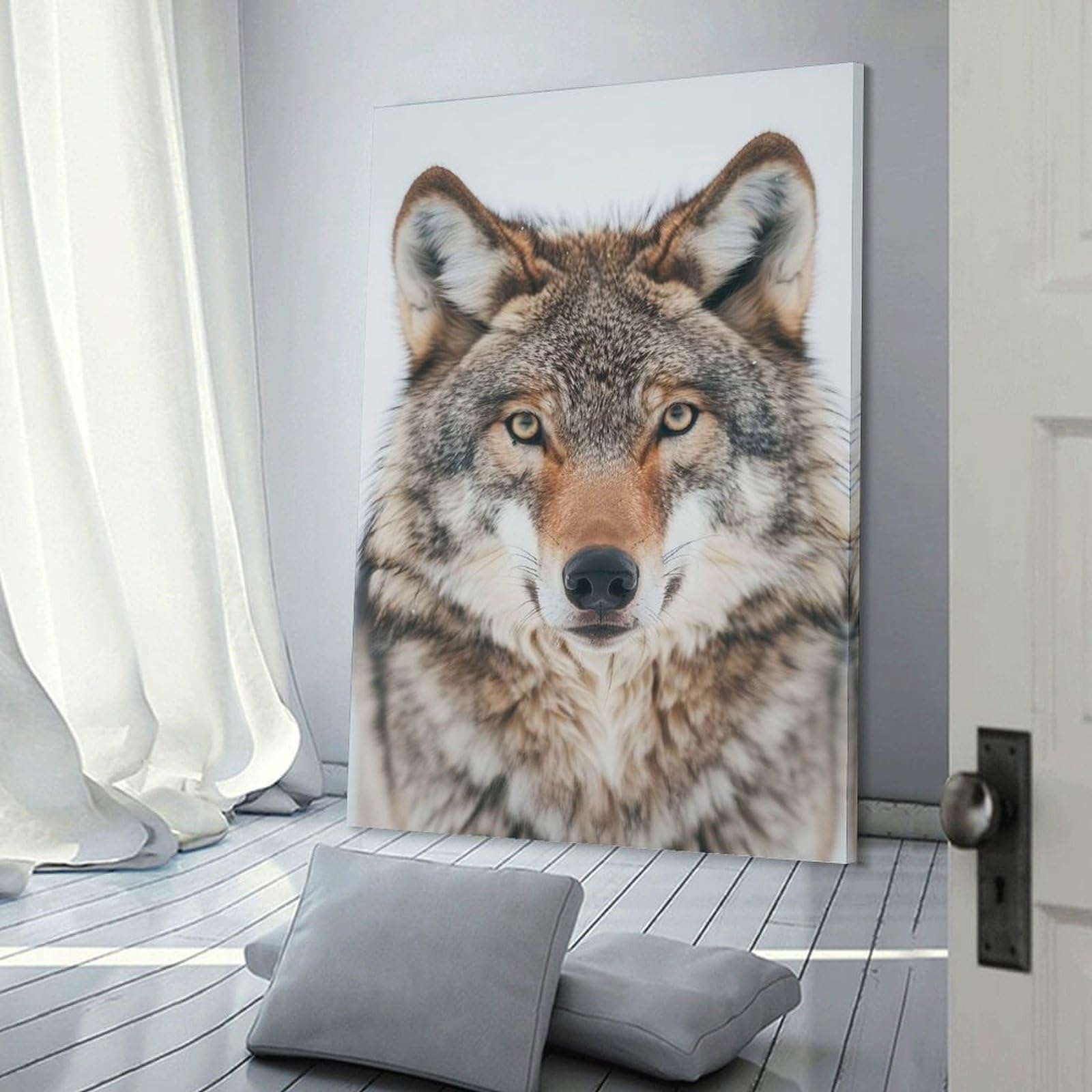 Junmoney Wolf Face Hanging Wall Art 20x30inch(50x75cm), for Small Homes, Bedrooms Or Open Spaces, Decorative Canvas Decor for Home Updates