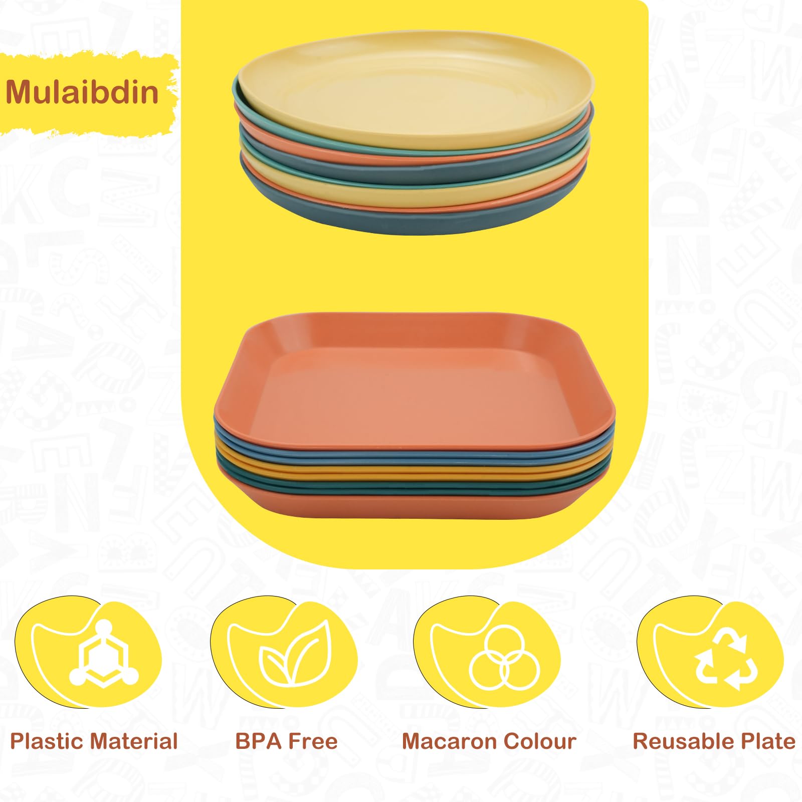 16 Pz Piatti Plastica Rigida Lavabili, Piatti Campeggio 5.7 Inch con Porta Piatti, Piatto Dieta Porzioni Adulti/Bambini, Infrangibile Piatti di Plastica per Pizza,Pasta,Torte,Insalata,Picnic