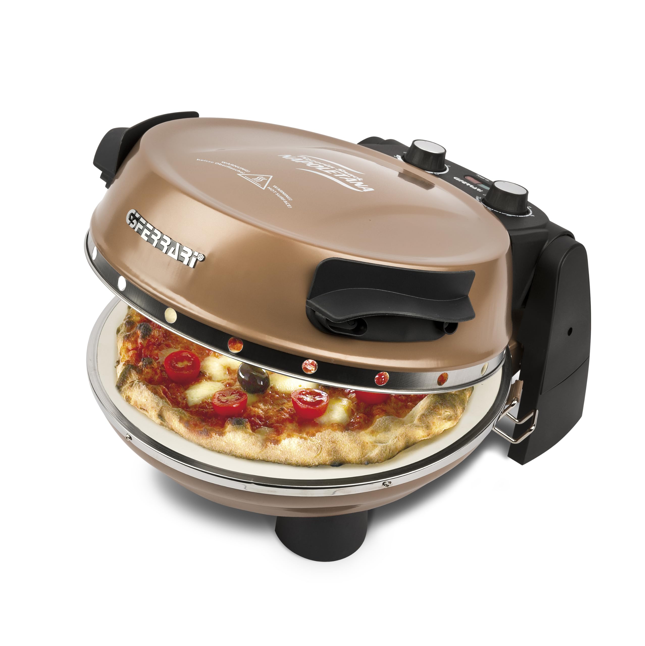 G3Ferrari - Forno elettrico per pizza Napoletana, edizione limitata, G1003208, fino a 400 gradi, con pietra per pizza, con 2 ° pietra/pizza e pita e molto altro ancora, in 3 minuti/anche per tavolo e