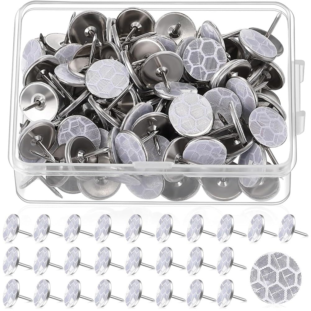 Aboiled Silver 100Pcs Reflective Tacks Trail Marking Tacks Reflective Trail Tacks Glow Tacks Reflective Trail For Hiking Camping