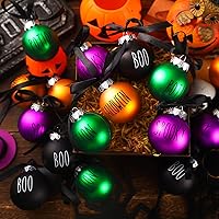 Vista 6 de Karenhi 16 adornos de bola de Halloween para árbol, decoraciones de Halloween de 2.4 pulgadas, decoración colgante de plástico para árbol y fiesta