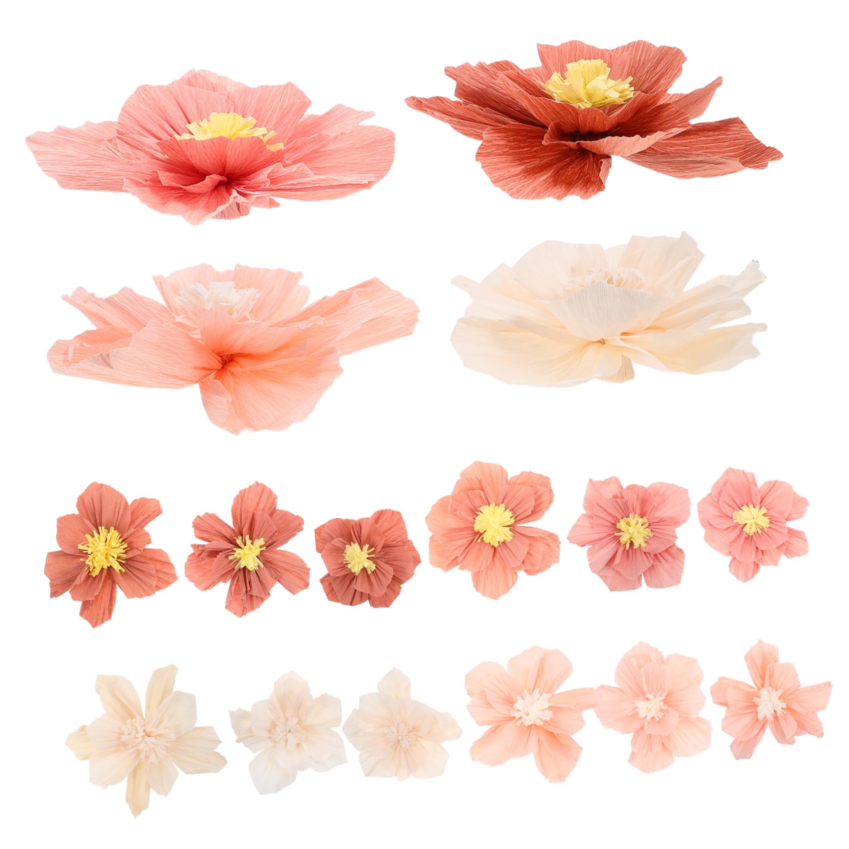 Fleurs en papier crépon de mariage : 24 décorations murales plissées pour fêtes