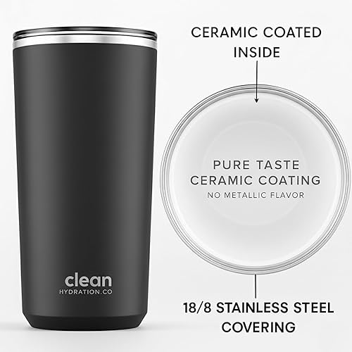 Vista 2 de Tumbler Insulated with Lid, Double-Wall Vacuum, 20 Oz Travel, Office Tumbler, Hot & Cold Drinks, Ceramic Interior, Spill-Proof, BPA-Free, No Metal