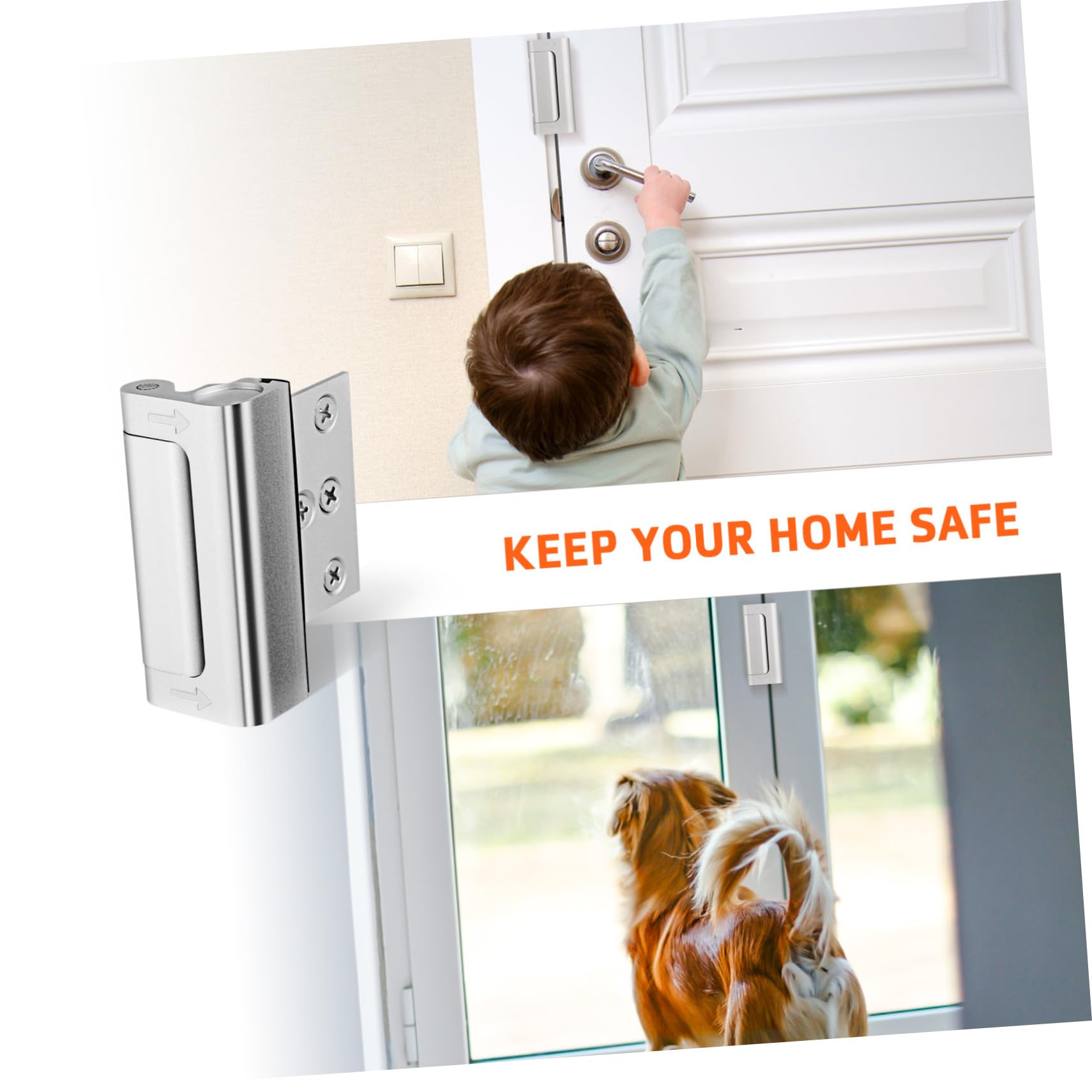 SHINEOFI 2pezzi Serratura Di Rinforzo Per Porta Interna Dispositivi Di Sicurezza Per Porte Serrature Di Sicurezza Per Porta d Ingresso Realizzata in Lega Di Alluminio Facile Da Installare e