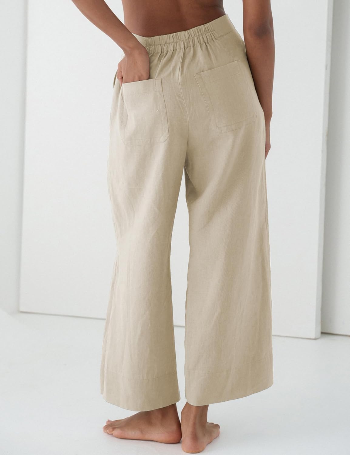 Tanming Womens Wide Leg Linen Pants Summer Flowy High Waisted Palazzo Trousers Beach Vacation Outfits