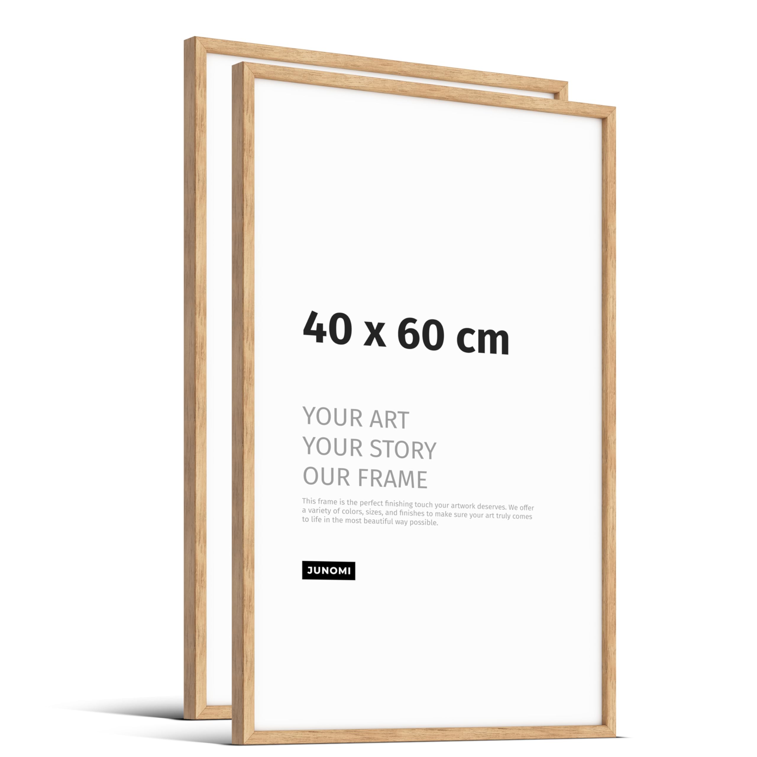 JUNOMI® 2 x Premium marcos de fotos de roble 40 x 60 cm | Marco de madera auténtica de 40 x 60 cm con cristal acrílico inastillable | Marco de roble