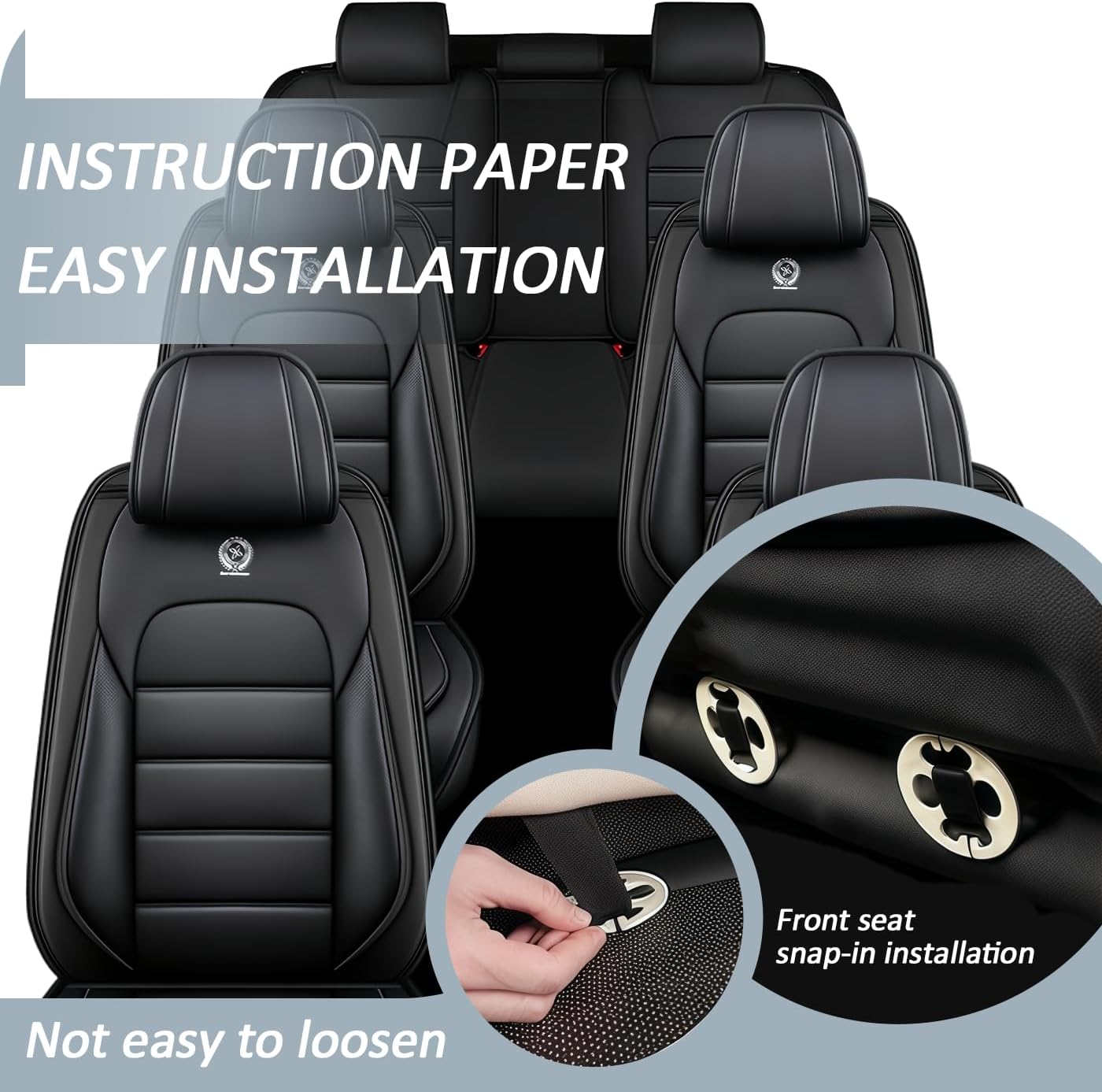 Car Seat Covers for GMC Acadia 2016-2026| 7 Seat Car Seat Cover | No-Slip Waterproof Breathable Faux Leather Automotive Seat Covers Auto Interior Covers | Black Full Set