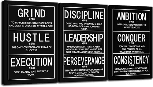 3 paneles de lienzo motivacional para pared, con citas inspiradoras de emprendedores, póster impreso, cuadro inspirador, enmarcado, hogar, oficina,