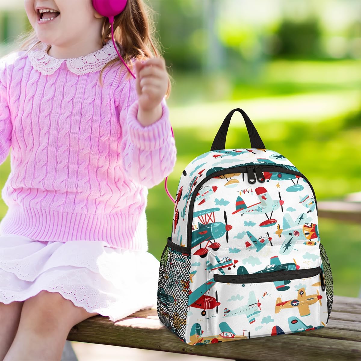 Airplane Aircraft Toddler Backpack for Boys Girls Kids Cartoon Mini Backpacks Casual Daypack Preschool Kindergarten Bookbag Travel Backpack