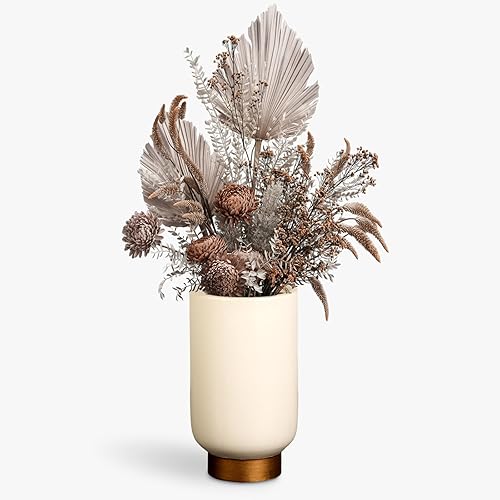 Jarrón moderno de cerámica con flores para decoración del hogar con ribete dorado, centros de mesa decorativos bohemios, sala de estar, dormitorio,