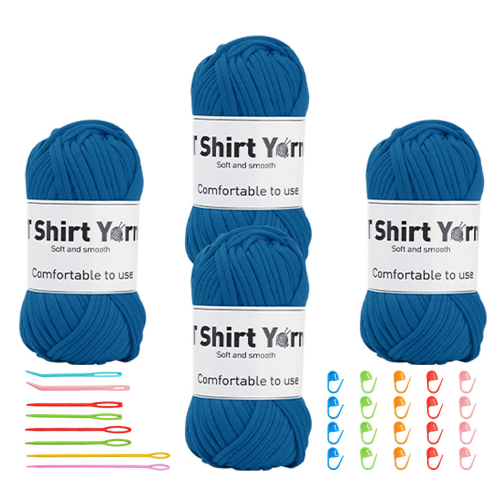 Elnwnnkc C Elnwnnk 20 Roll Rochet Yarns For Knitting Arpet Rug Bag, With Large Eye Knitting Needle, Bent Tip Needle, Marker Rochet Accessories