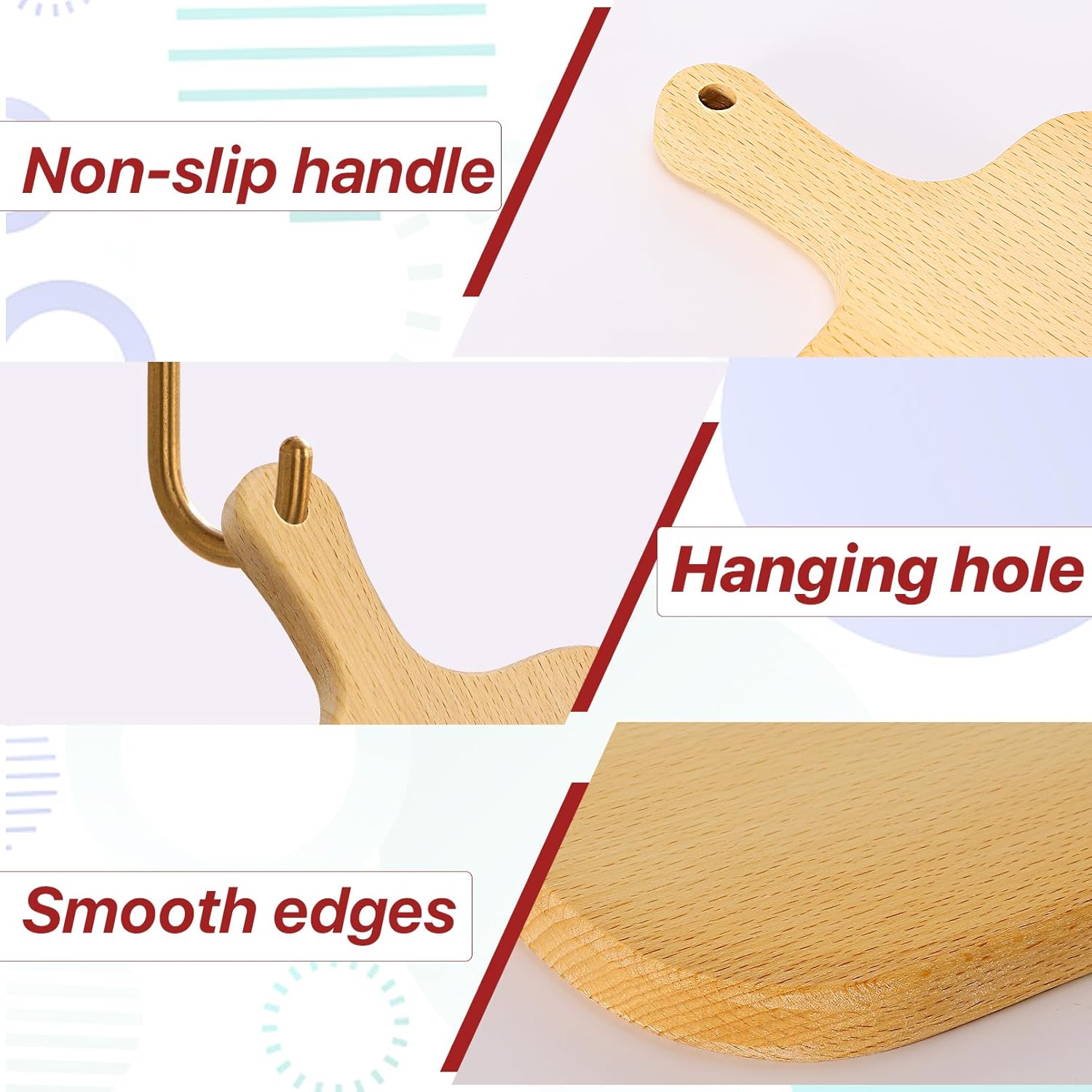 6 Pack Wood Cutting Board with Handle, 10.5 x 6 Inch Wood Chopping Board, Wooden Charcuterie Boards, Serving Boards Meat, Cheese, Bread, Vegetables, Fruits, Wedding, Housewarming Gift