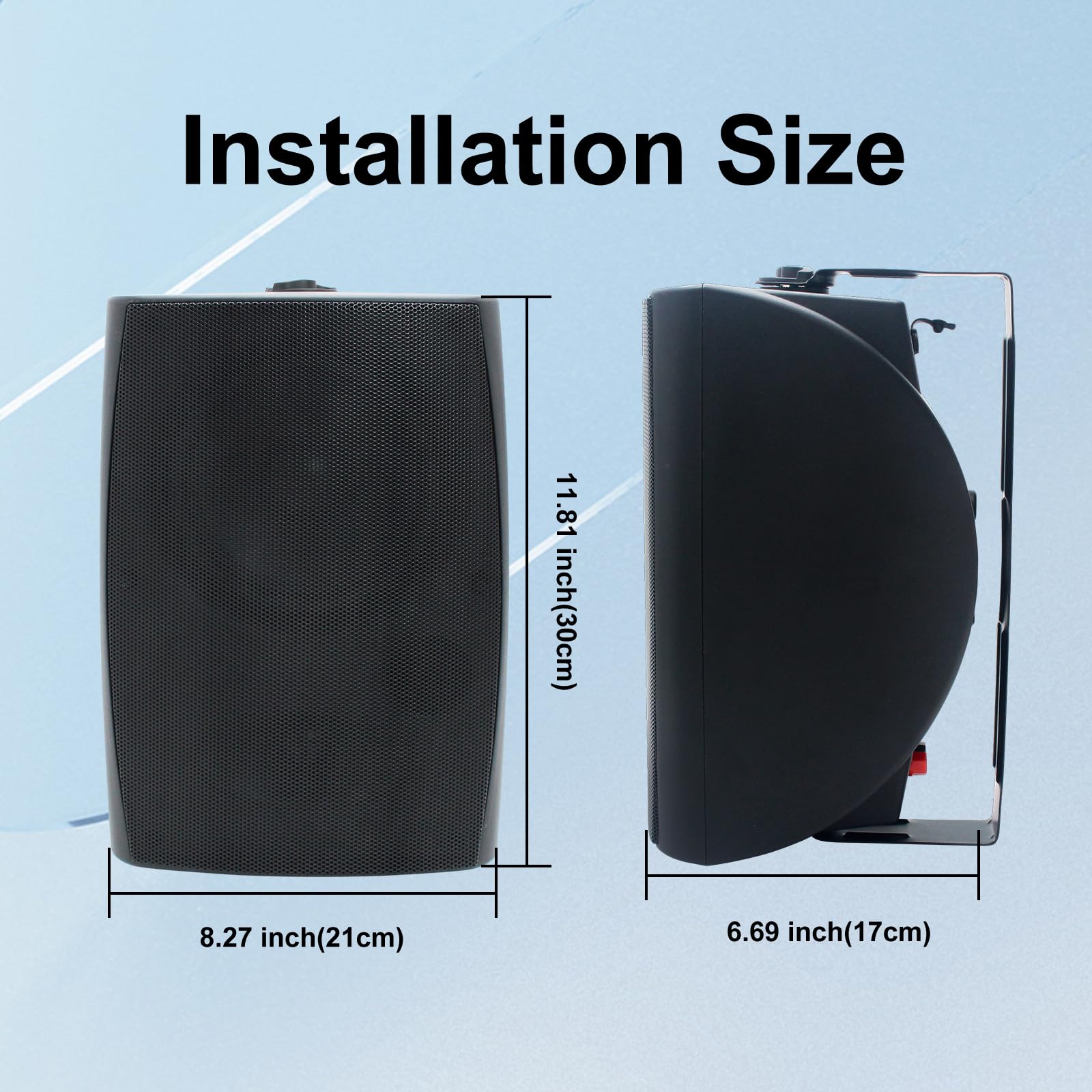 STUDIOFINIX Enceinte d'extérieur de 6,5 Pouces, Montage Mural, 400 W, Noir - Solution Audio puissante et résistante aux intempéries