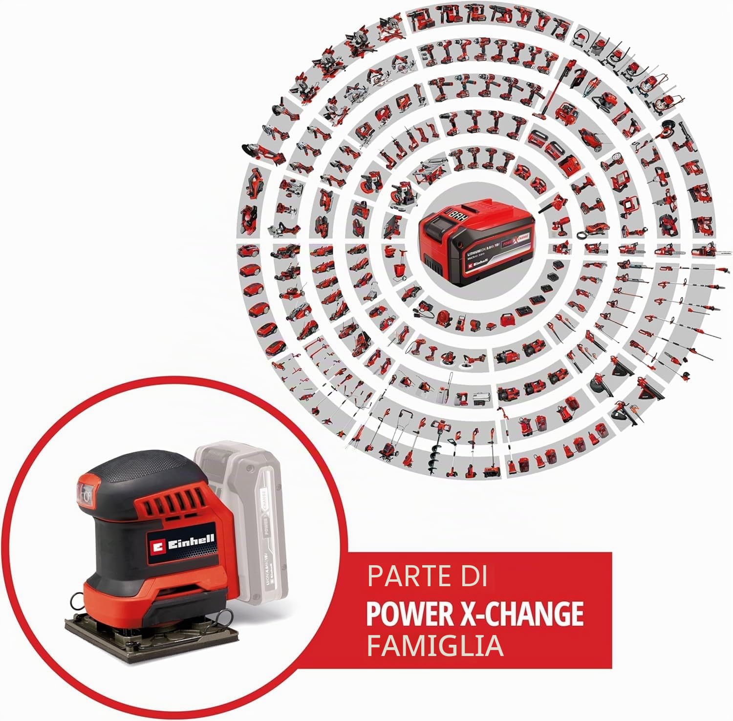 Einhell Levigatrice a batteria TE-OS 18/113 Li-Solo Power X-Change (18 V, levigatrice orbitale, circuito orbitale da 1,8 mm, incl. 2 x carta vetrata P120, senza batteria)