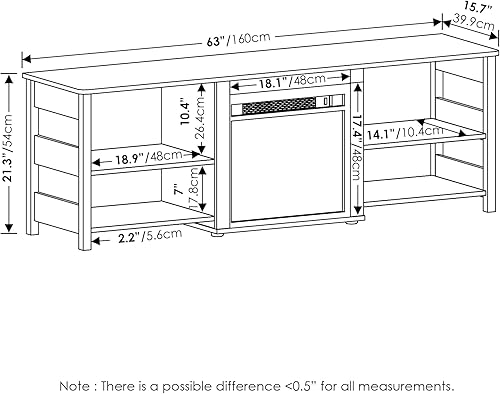 Miniatura 9 de Furinno Soporte clásico de TV de 70 pulgadas con chimenea, relieve blanco