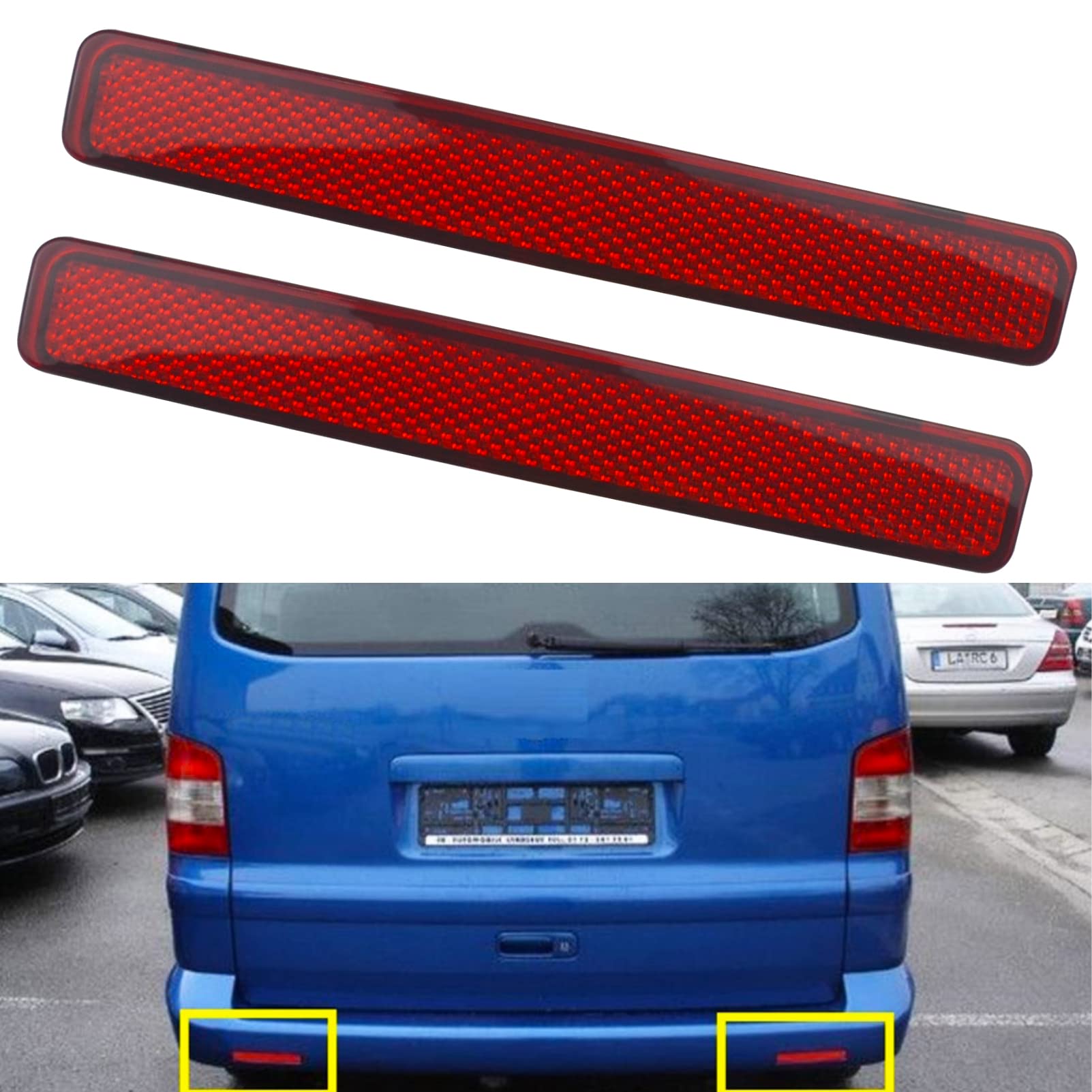 Reflector Trasero Izquierdo Y Derecho Para VW T5 Transporter Multivan – AUTOXBERT, Rojo, Fácil De Instalar